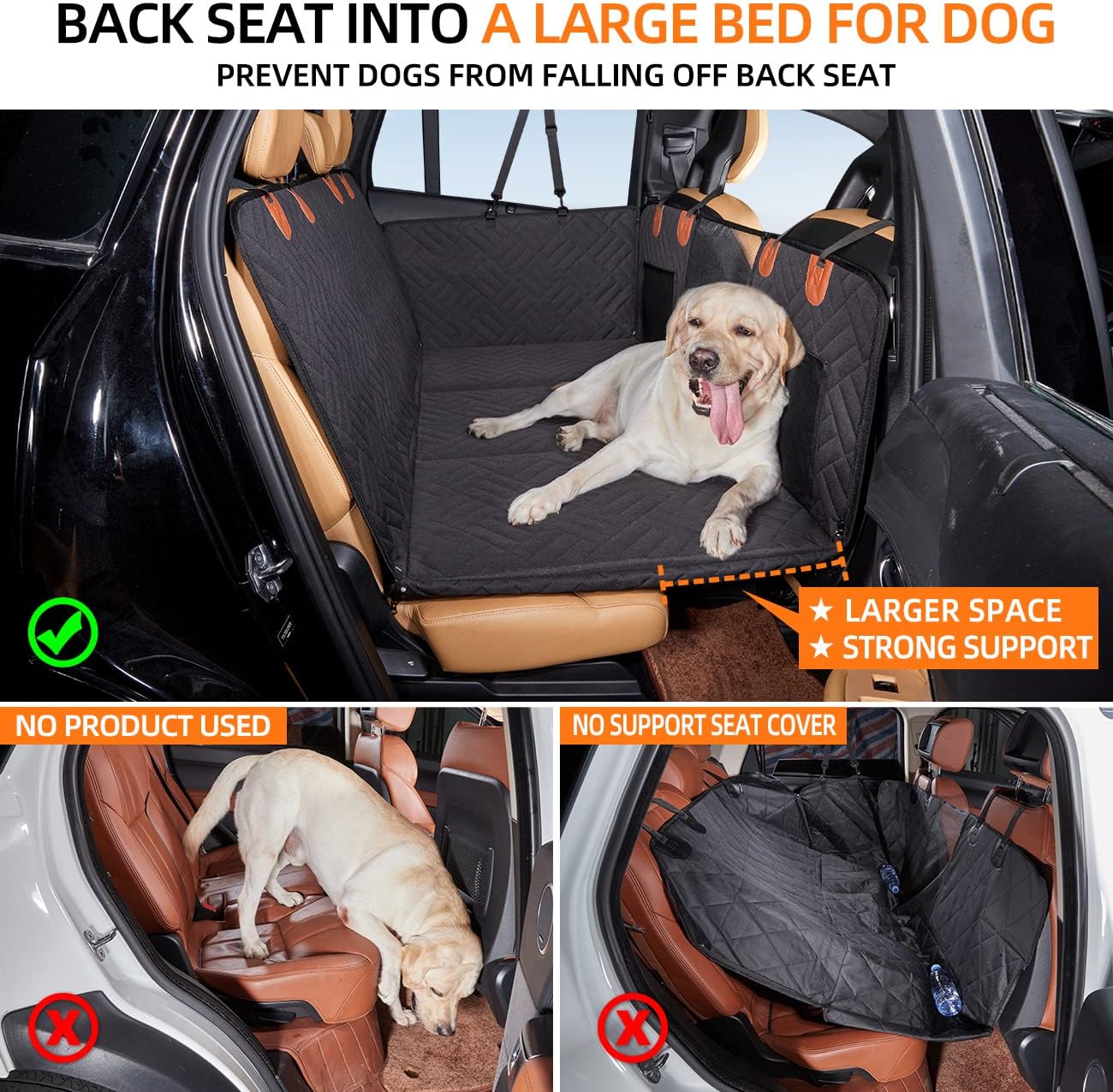 Hard-Bottom Dog Car Seat Cover & Backseat Extender for Car/SUV/Small Truck