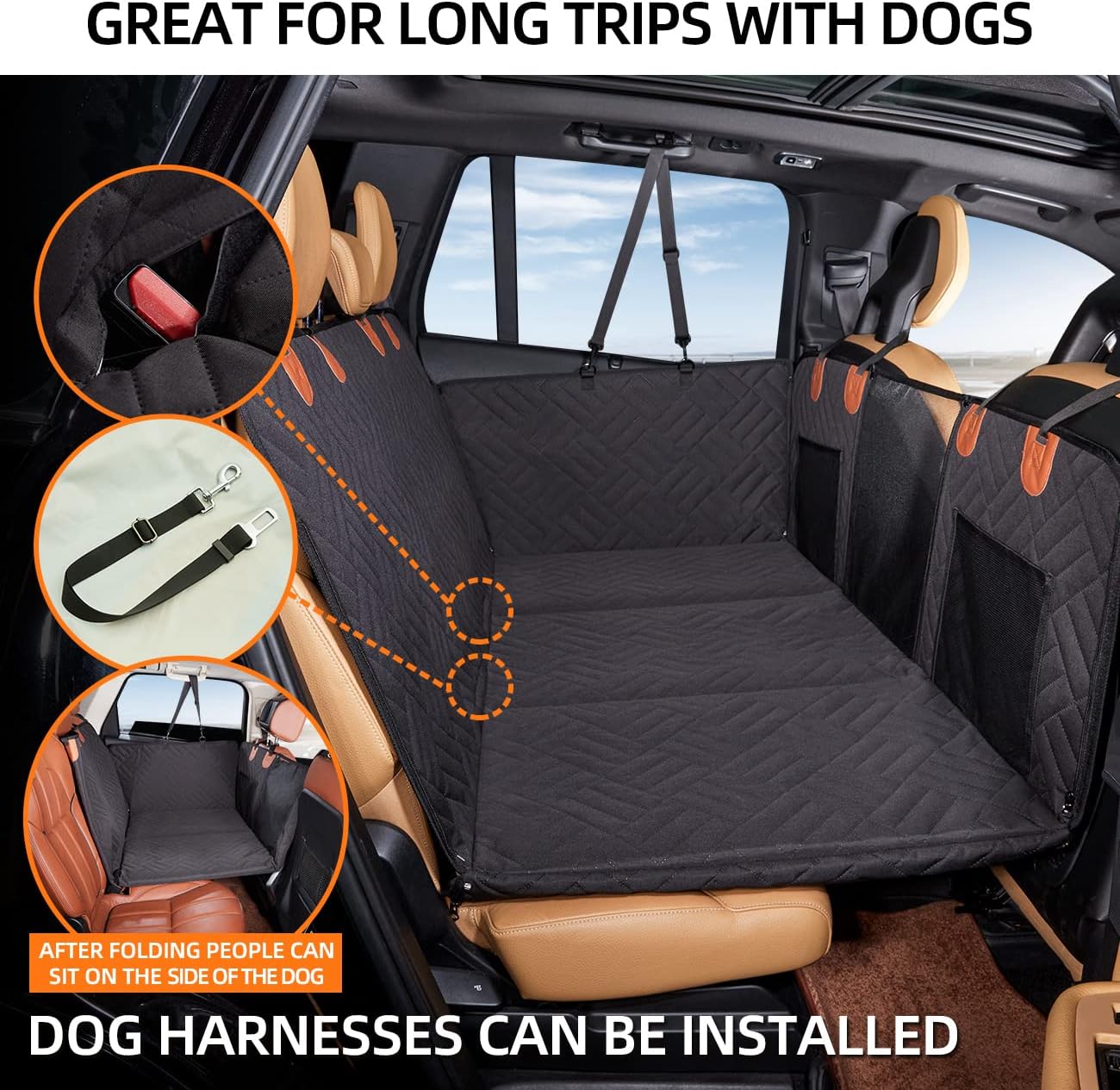 Hard-Bottom Dog Car Seat Cover & Backseat Extender for Car/SUV/Small Truck