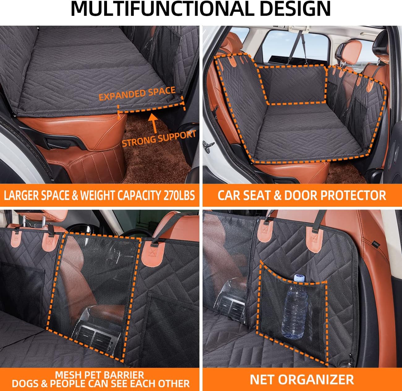 Hard-Bottom Dog Car Seat Cover & Backseat Extender for Car/SUV/Small Truck