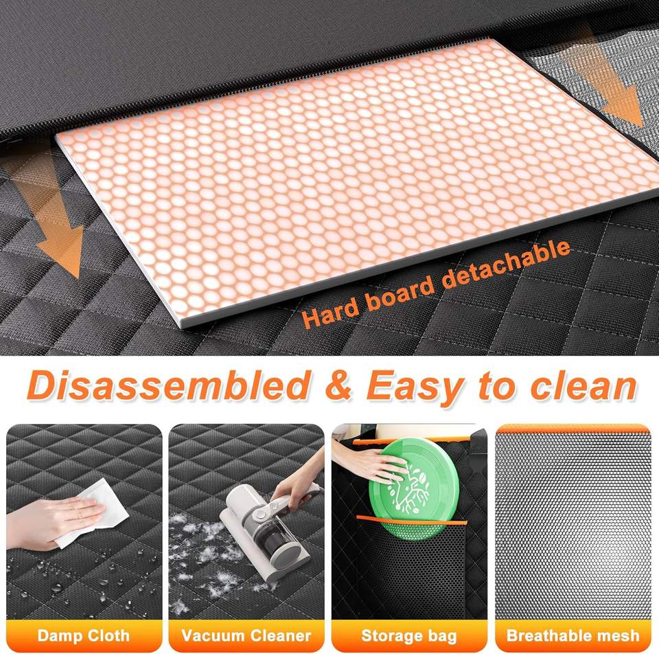 Hard-Bottom Dog Car Seat Cover & Backseat Extender for Car/SUV/Small Truck