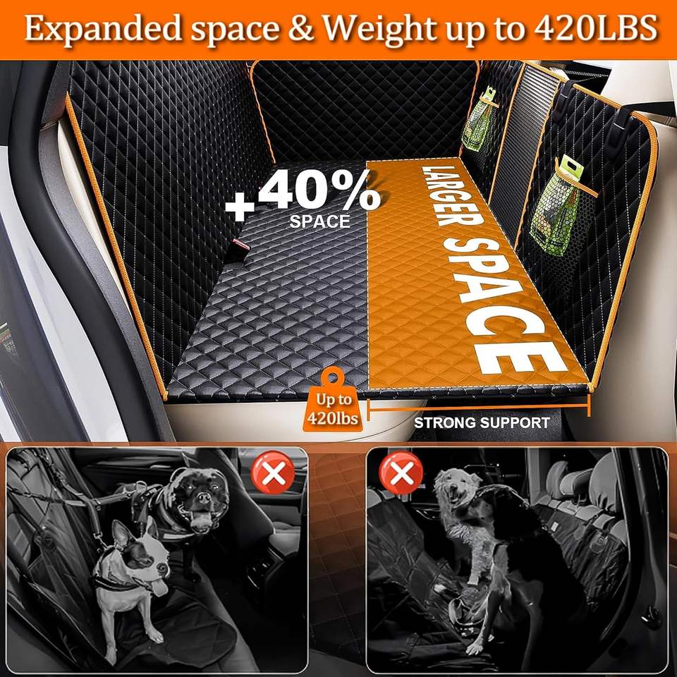 Hard-Bottom Dog Car Seat Cover & Backseat Extender for Car/SUV/Small Truck