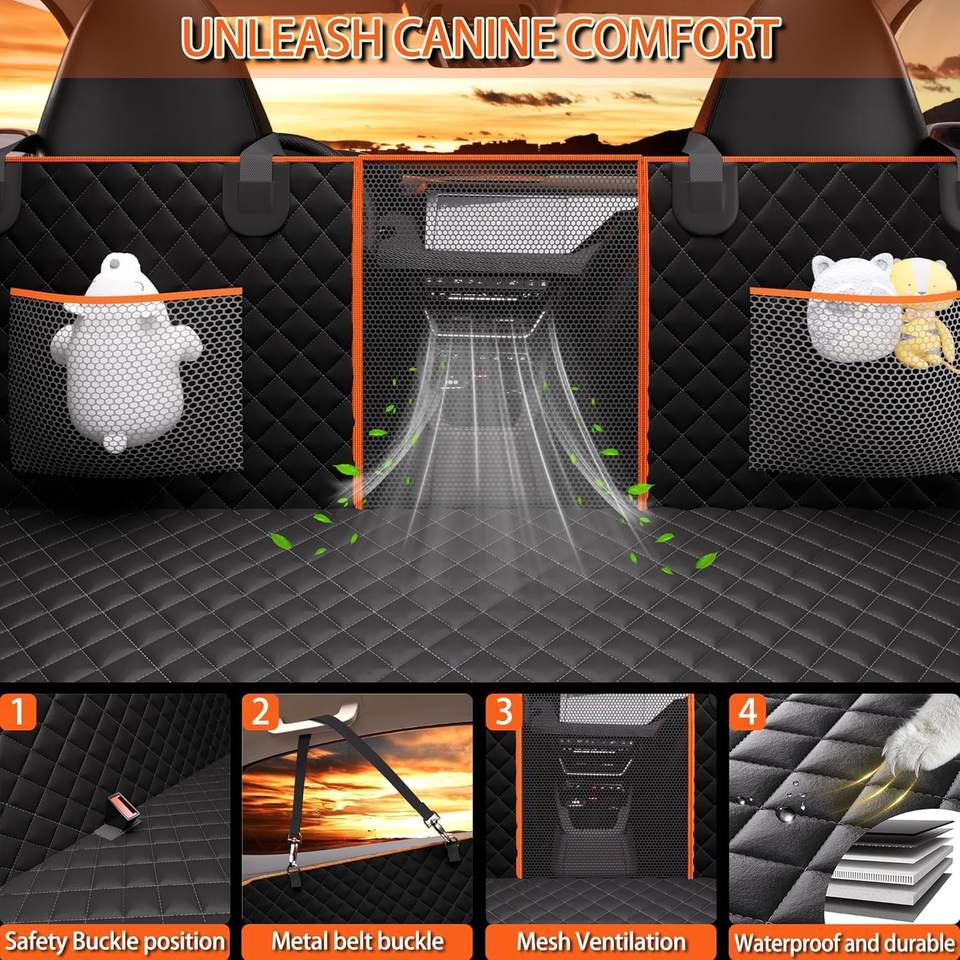 Hard-Bottom Dog Car Seat Cover & Backseat Extender for Car/SUV/Small Truck